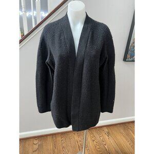 VINCE Ribbed Wool & Cashmere Cardigan Sweater Black Size Small